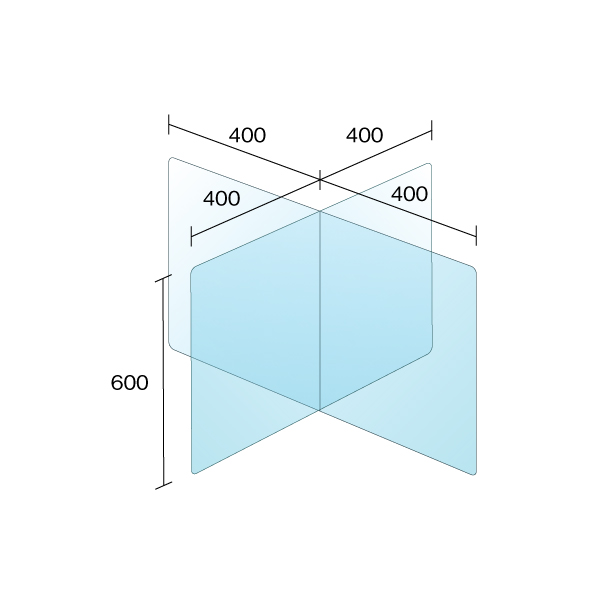 信憑 OSAMUストア日本製 6人用 透明 クロスパーテーション W350×H600mm×4枚 W600×H600mm×3枚 十字型 アクリル板 衝立  cr7-6035-60-6set
