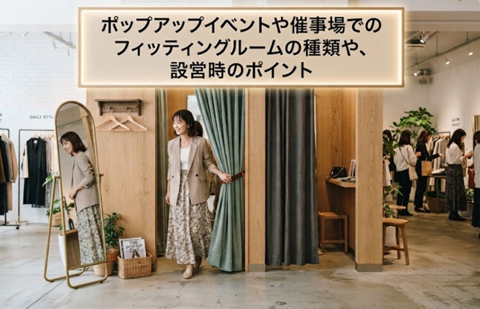ポップアップストアや催事場でのフィッティングルームの種類や選定のポイントをご紹介します。